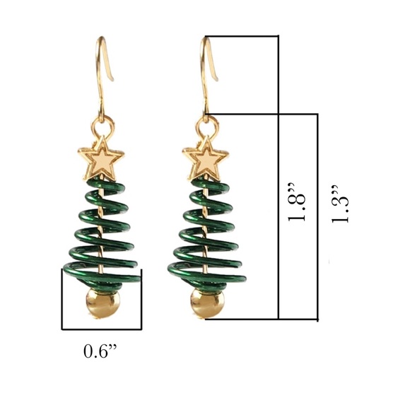 🎄Green Christmas Tree Dangle Earrings with Star - Picture 9 of 9